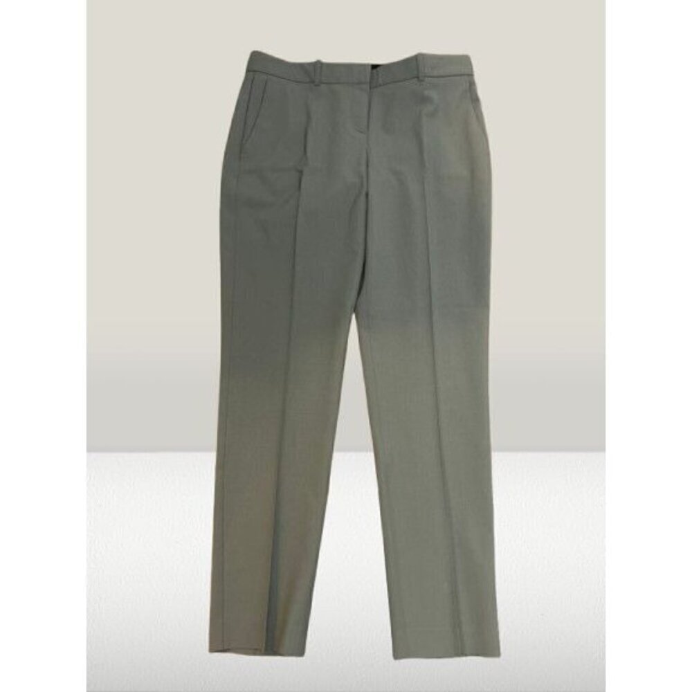 Theory 96% Wool Straight-Leg Trousers With Pleated Front & Side Pockets Size 8